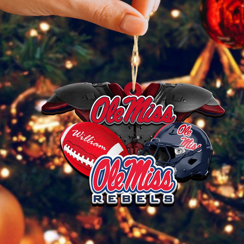 Alternative view of Ole Miss Rebels 2 Layered Wooden Ornament 2024 Version Personalized Your Name, America Football Ornament, Football Lover Gifts ETHY-52282