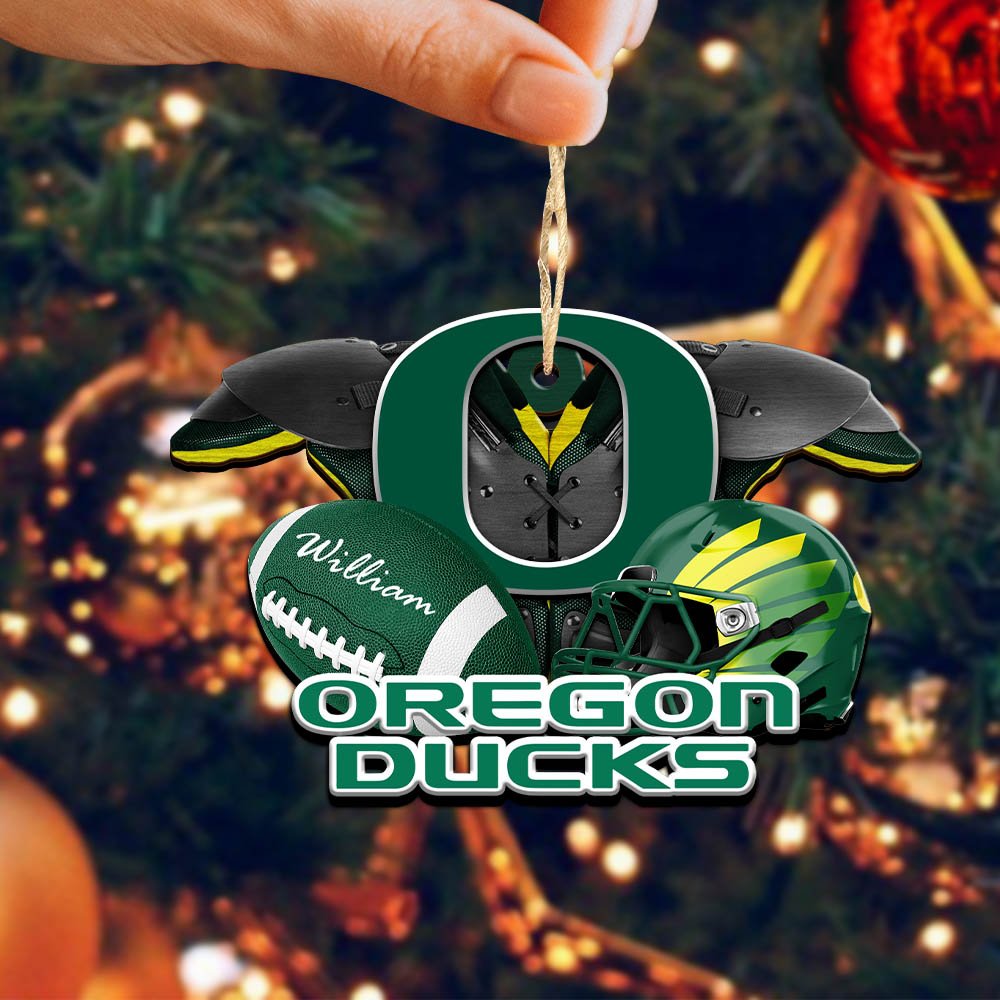Alternative view of Oregon Ducks 2 Layered Wooden Ornament 2024 Version Personalized Your Name, America Football Ornament, Football Lover Gifts ETHY-52282