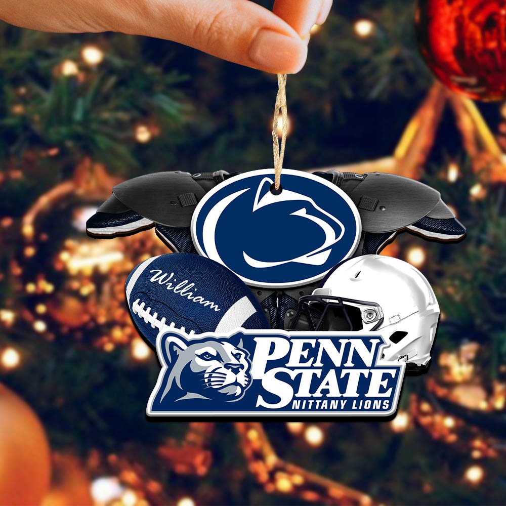Alternative view of Penn State Nittany Lions 2 Layered Wooden Ornament 2024 Version Personalized Your Name, America Football Ornament, Football Lover Gifts ETHY-52282