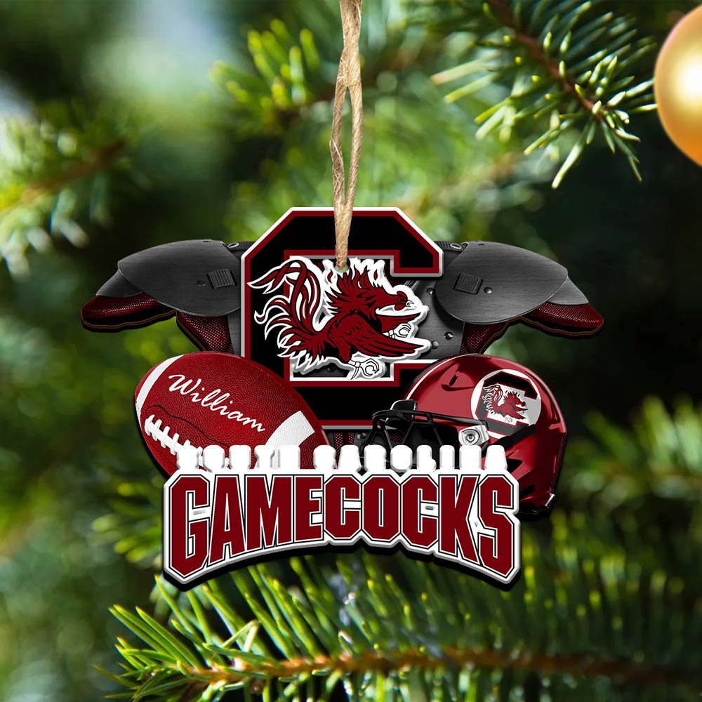 South Carolina Gamecocks 2 Layered Wooden Ornament 2024 Version Personalized Your Name, America Football Ornament, Football Lover Gifts ETHY-52282