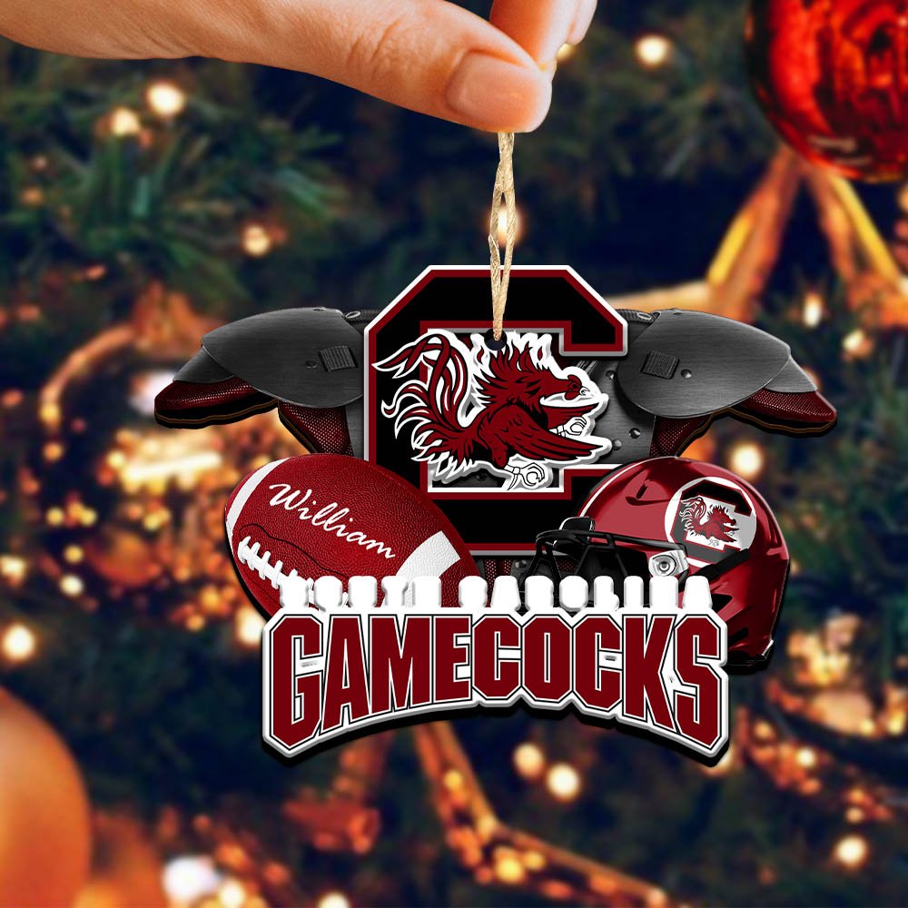 Alternative view of South Carolina Gamecocks 2 Layered Wooden Ornament 2024 Version Personalized Your Name, America Football Ornament, Football Lover Gifts ETHY-52282