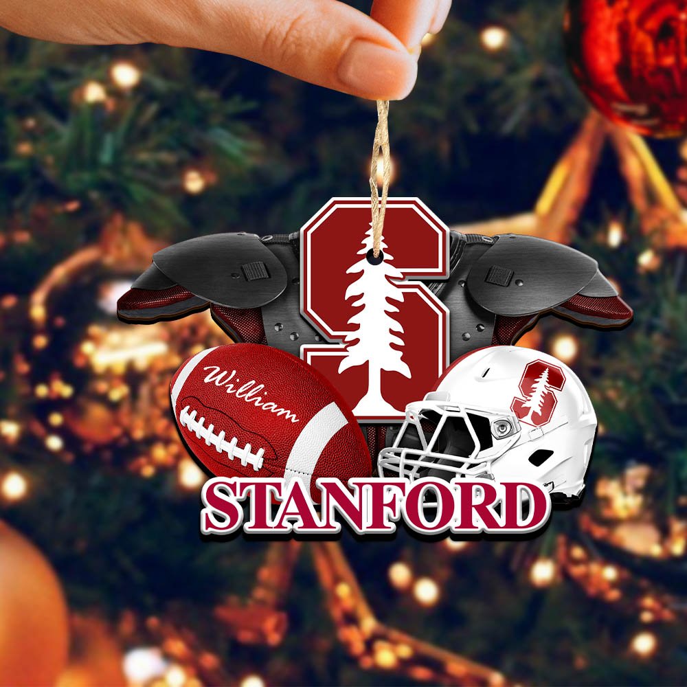 Alternative view of Stanford Cardinal 2 Layered Wooden Ornament 2024 Version Personalized Your Name, America Football Ornament, Football Lover Gifts ETHY-52282