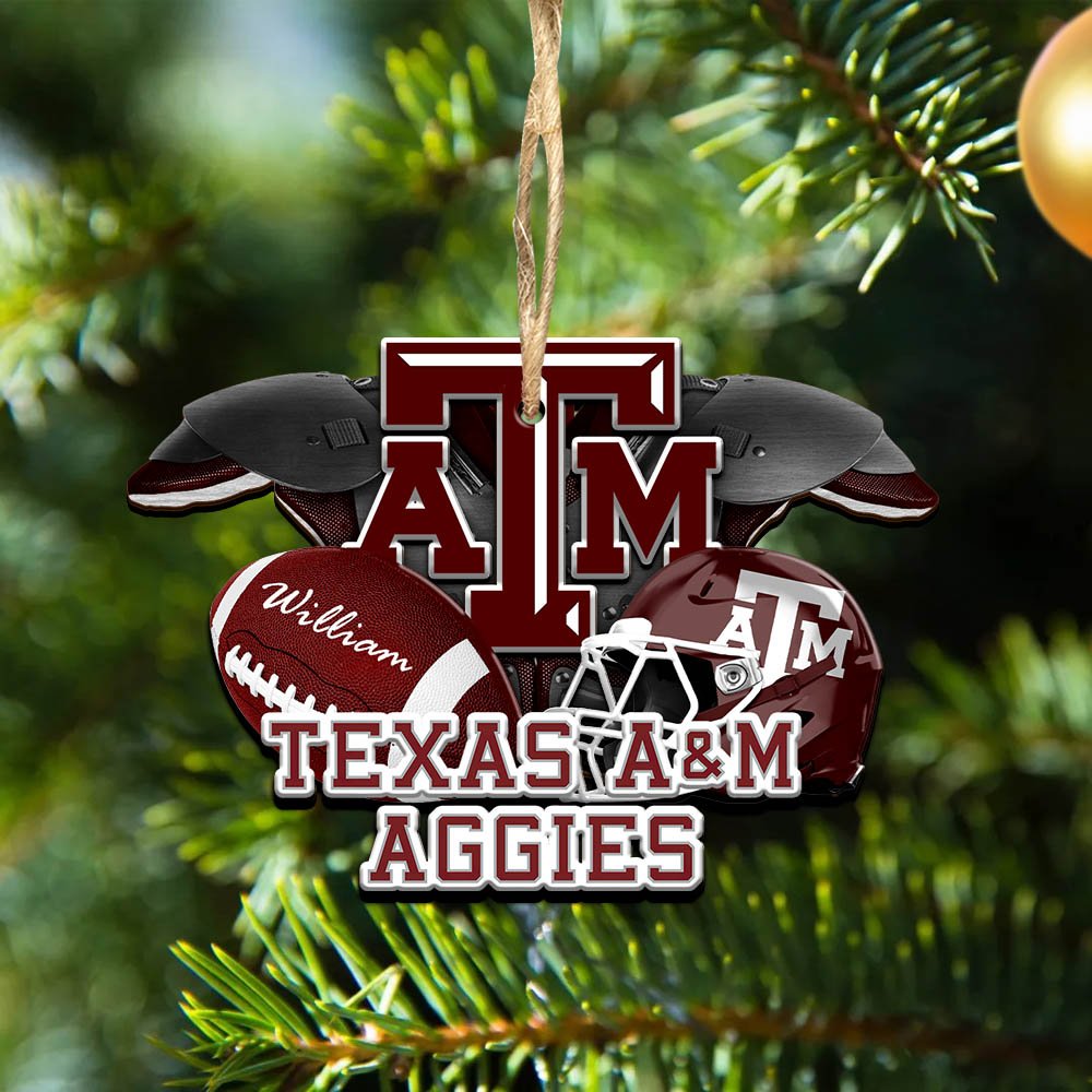 Texas A&M Aggies 2 Layered Wooden Ornament 2024 Version Personalized Your Name, America Football Ornament, Football Lover Gifts ETHY-52282