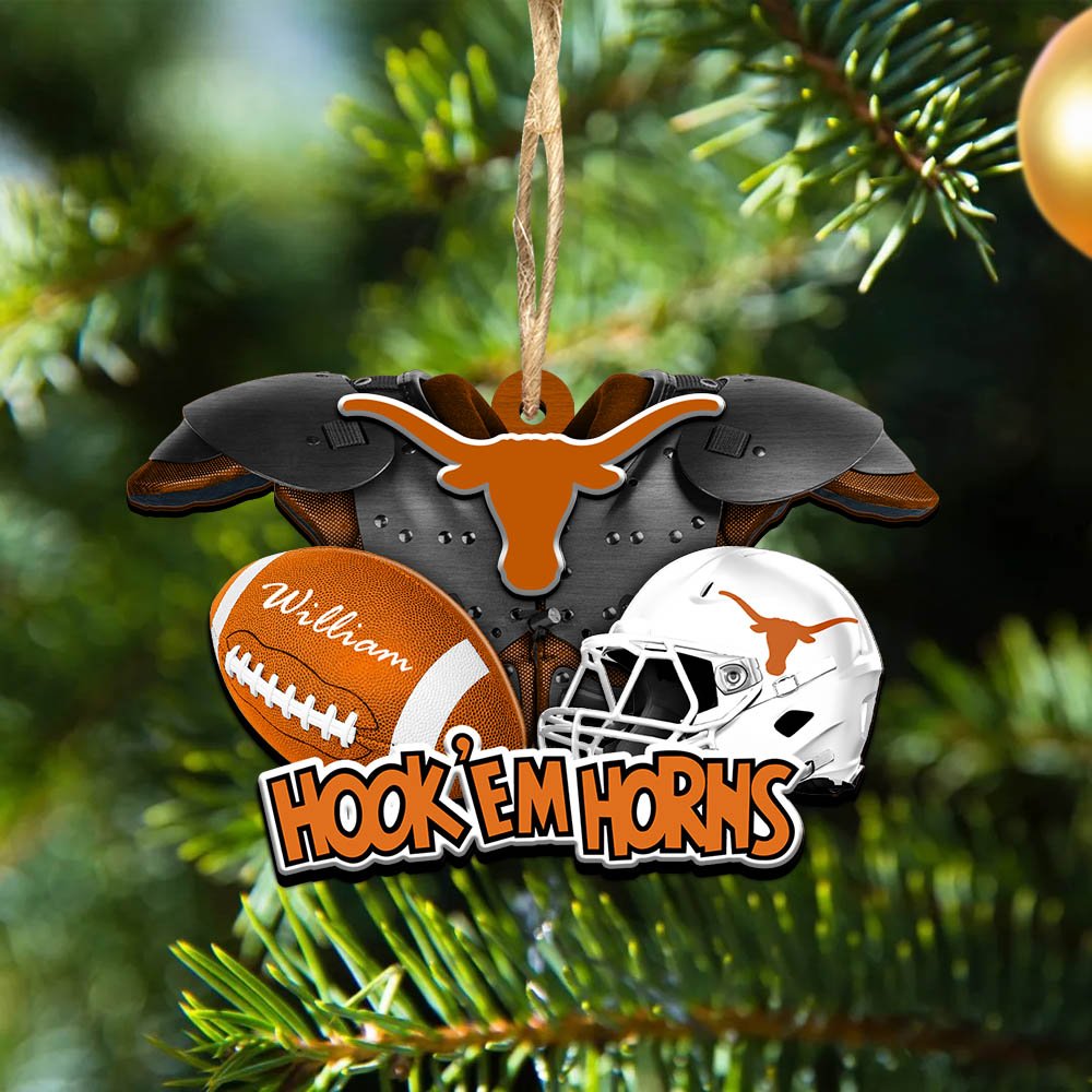 Texas Longhorns 2 Layered Wooden Ornament 2024 Version Personalized Your Name, America Football Ornament, Football Lover Gifts ETHY-52282