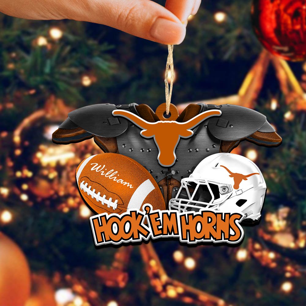 Alternative view of Texas Longhorns 2 Layered Wooden Ornament 2024 Version Personalized Your Name, America Football Ornament, Football Lover Gifts ETHY-52282