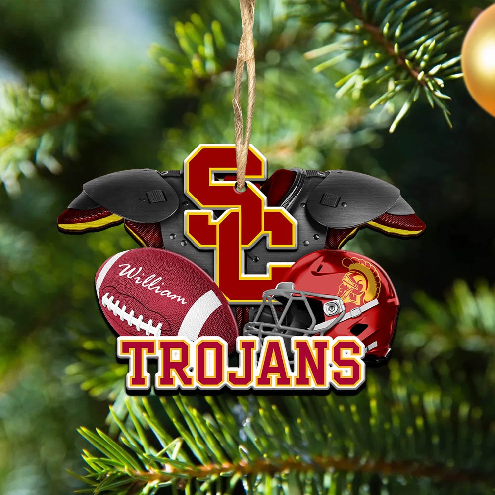 USC Trojans 2 Layered Wooden Ornament 2024 Version Personalized Your Name, America Football Ornament, Football Lover Gifts ETHY-52282