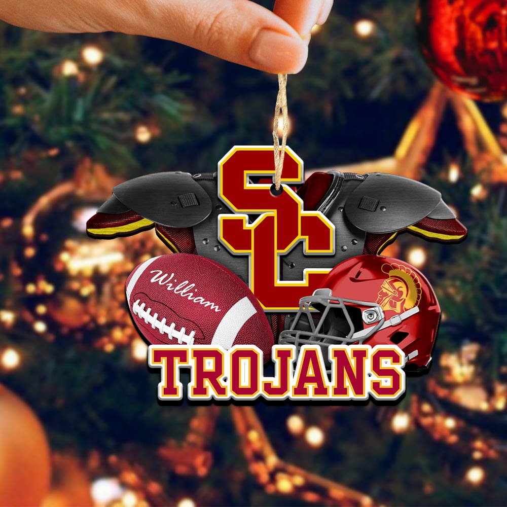 Alternative view of USC Trojans 2 Layered Wooden Ornament 2024 Version Personalized Your Name, America Football Ornament, Football Lover Gifts ETHY-52282