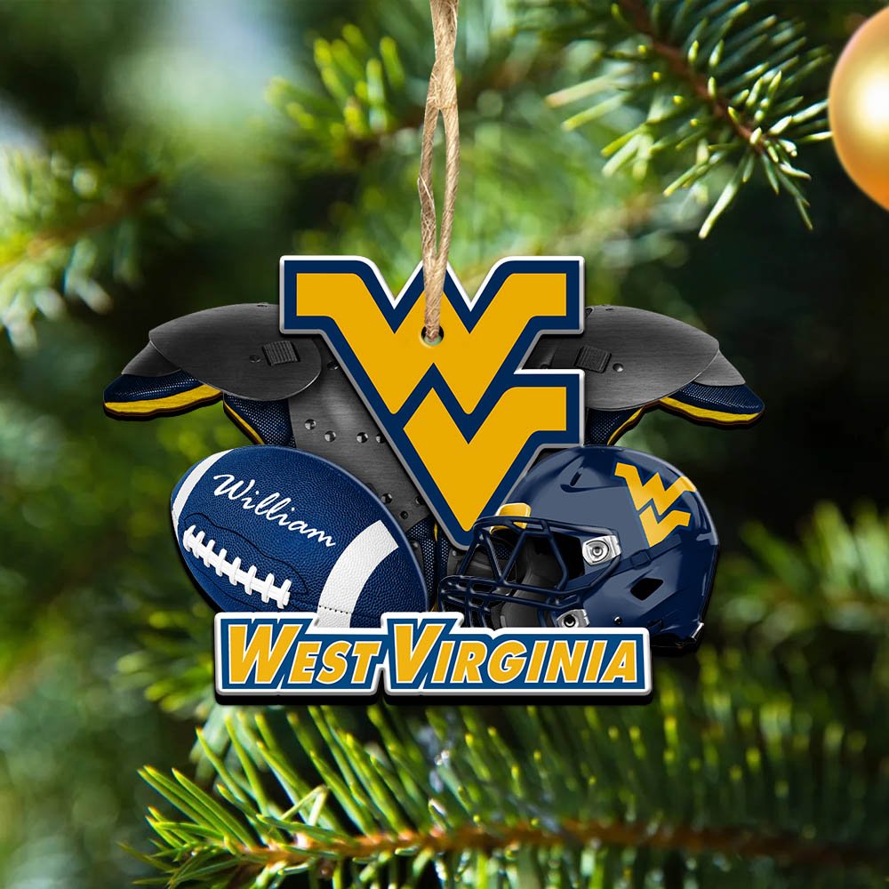 West Virginia Mountaineers 2 Layered Wooden Ornament 2024 Version Personalized Your Name, America Football Ornament, Football Lover Gifts ETHY-52282