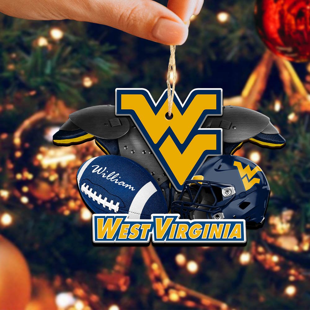 Alternative view of West Virginia Mountaineers 2 Layered Wooden Ornament 2024 Version Personalized Your Name, America Football Ornament, Football Lover Gifts ETHY-52282