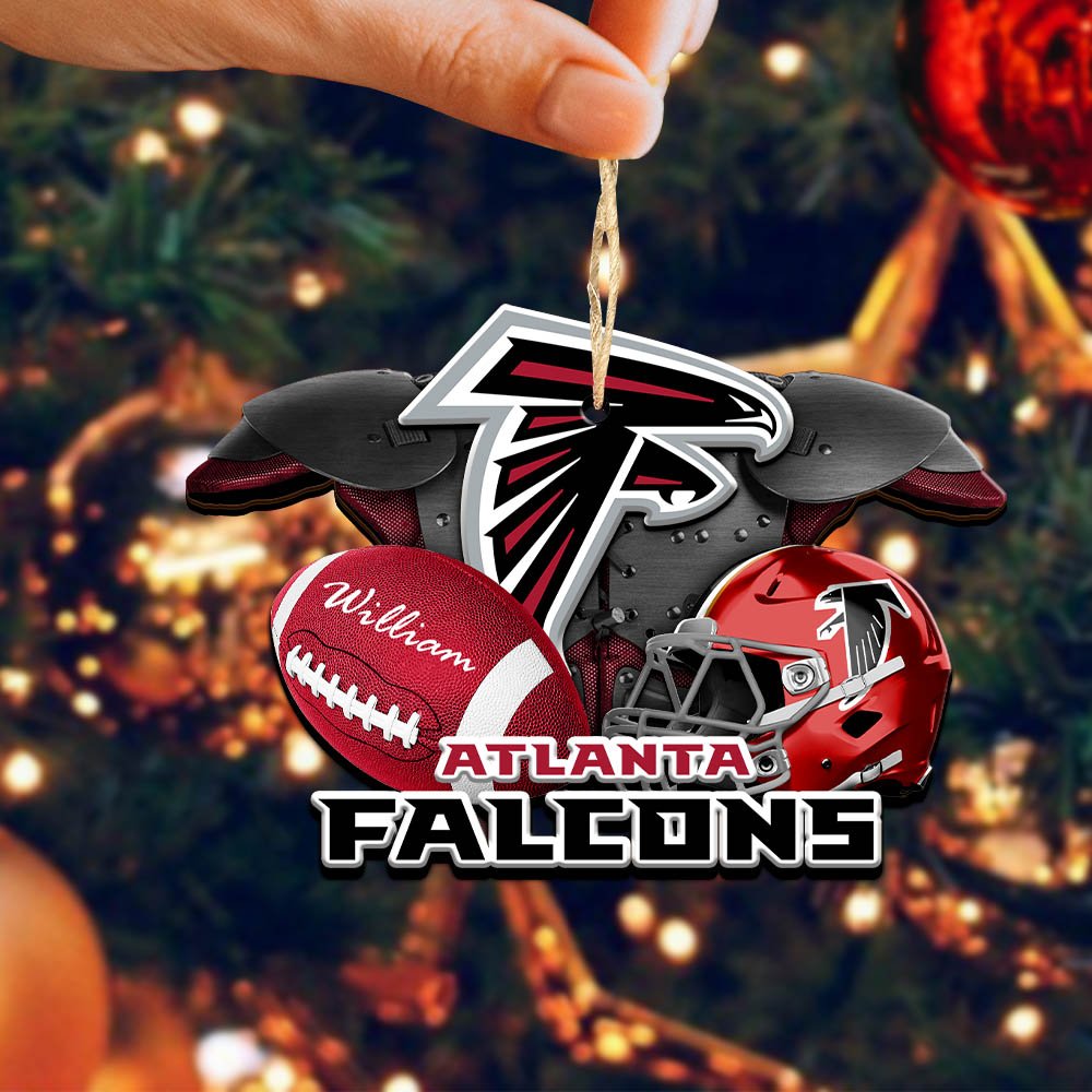 Alternative view of Atlanta Falcons 2 Layered Wooden Ornament 2024 Version Personalized Your Name, America Football Ornament, Football Lover Gifts ETHY-52282