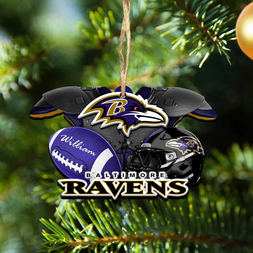 Baltimore Ravens 2 Layered Wooden Ornament 2024 Version Personalized Your Name, America Football Ornament, Football Lover Gifts ETHY-52282