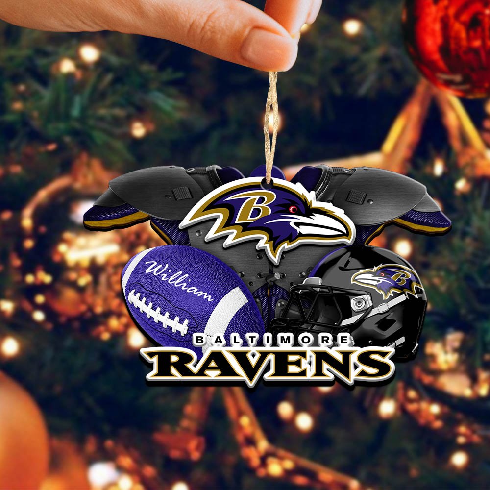 Alternative view of Baltimore Ravens 2 Layered Wooden Ornament 2024 Version Personalized Your Name, America Football Ornament, Football Lover Gifts ETHY-52282