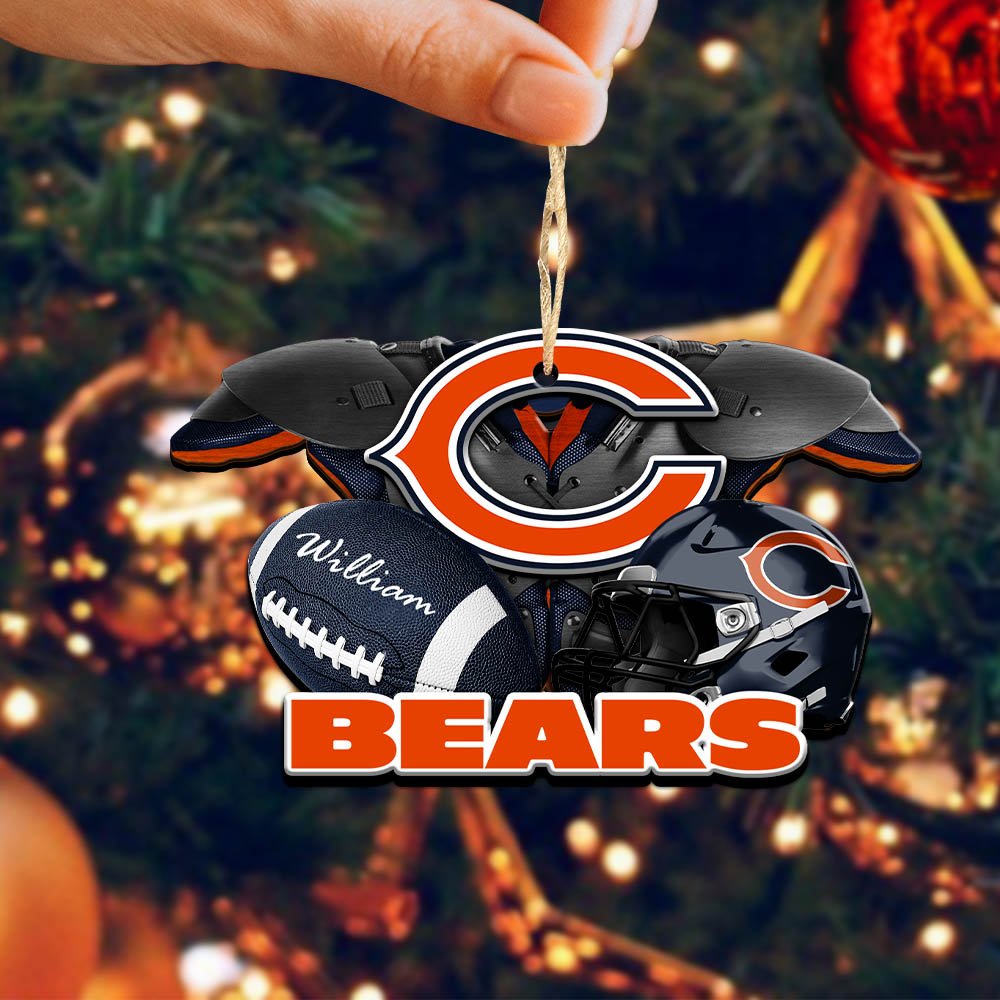 Alternative view of Chicago Bears 2 Layered Wooden Ornament 2024 Version Personalized Your Name, America Football Ornament, Football Lover Gifts ETHY-52282