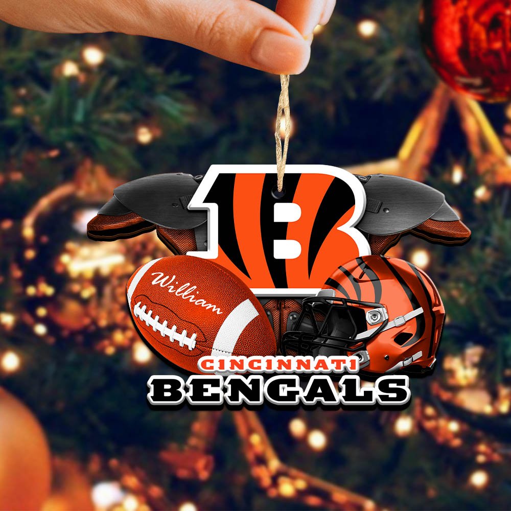 Alternative view of Cincinnati Bengals 2 Layered Wooden Ornament 2024 Version Personalized Your Name, America Football Ornament, Football Lover Gifts ETHY-52282