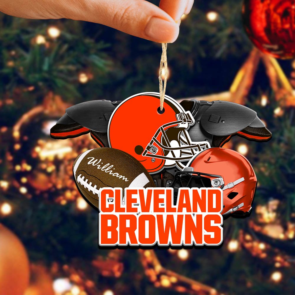 Alternative view of Cleveland Browns 2 Layered Wooden Ornament 2024 Version Personalized Your Name, America Football Ornament, Football Lover Gifts ETHY-52282