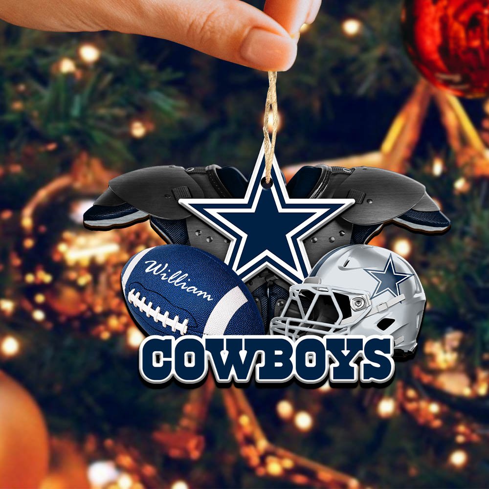 Alternative view of Dallas Cowboys 2 Layered Wooden Ornament 2024 Version Personalized Your Name, America Football Ornament, Football Lover Gifts ETHY-52282