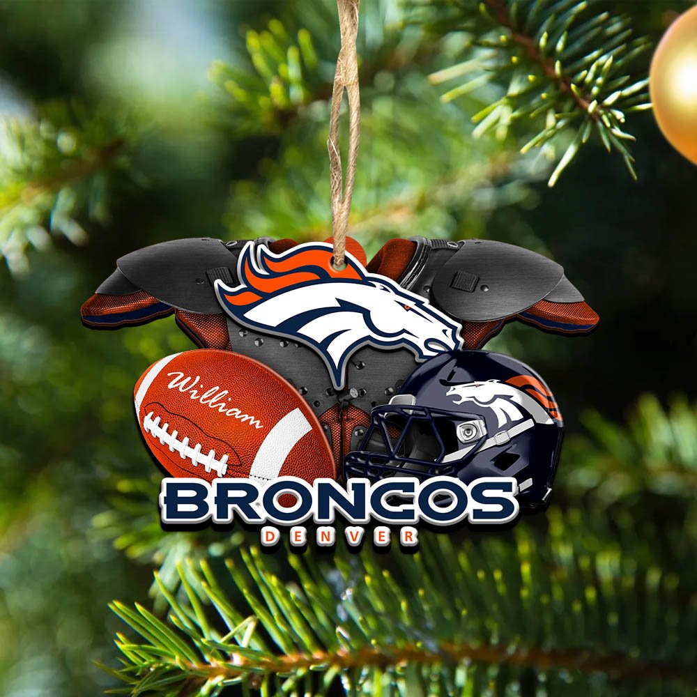 Denver Broncos 2 Layered Wooden Ornament 2024 Version Personalized Your Name, America Football Ornament, Football Lover Gifts ETHY-52282