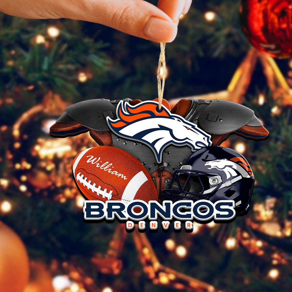 Alternative view of Denver Broncos 2 Layered Wooden Ornament 2024 Version Personalized Your Name, America Football Ornament, Football Lover Gifts ETHY-52282