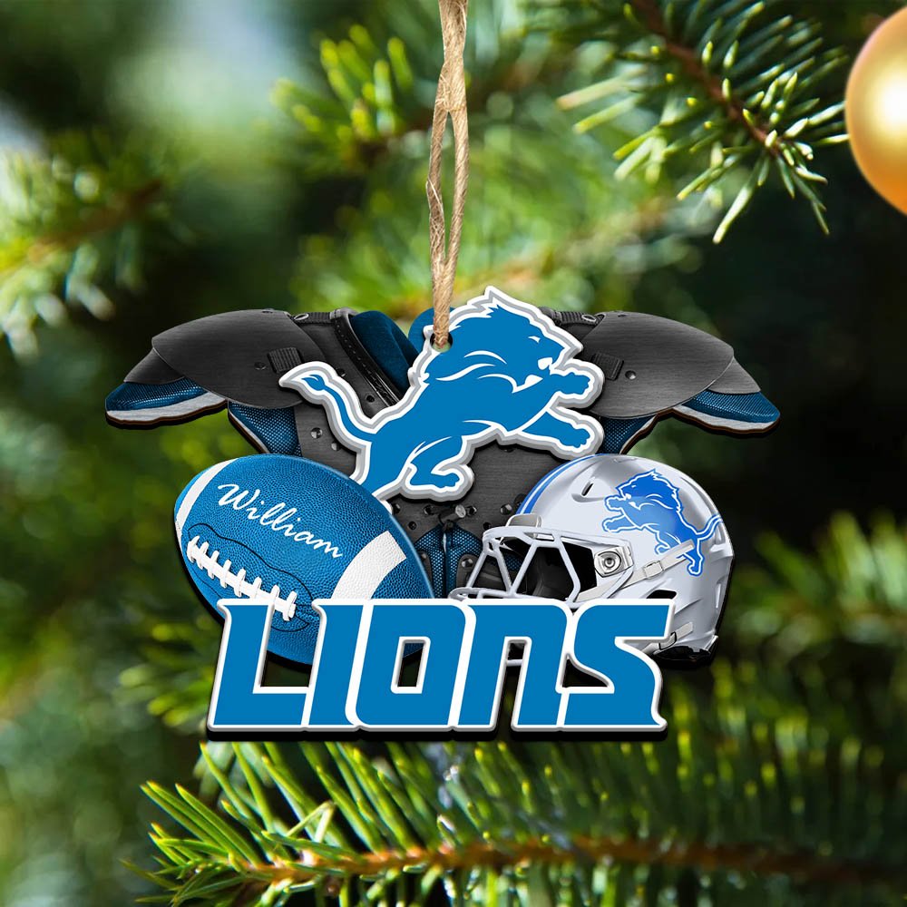Detroit Lions 2 Layered Wooden Ornament 2024 Version Personalized Your Name, America Football Ornament, Football Lover Gifts ETHY-52282