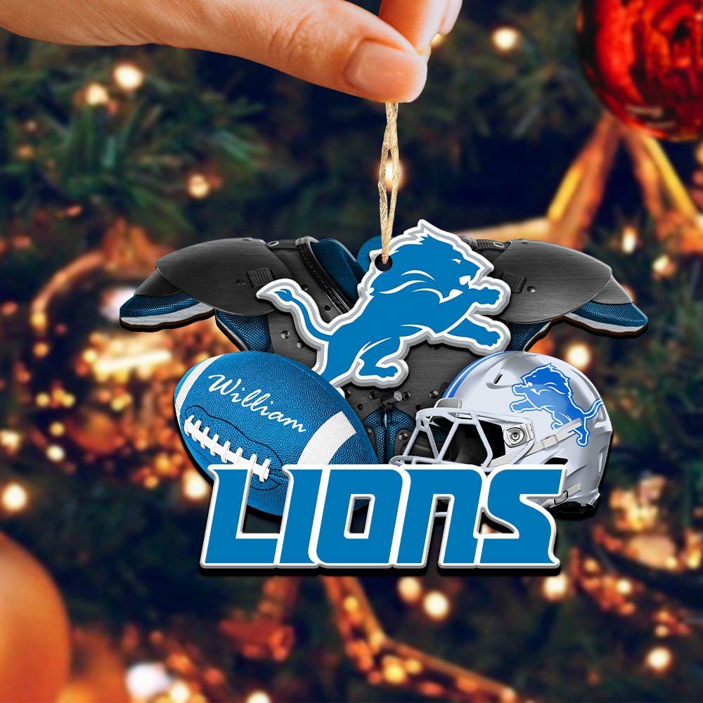Alternative view of Detroit Lions 2 Layered Wooden Ornament 2024 Version Personalized Your Name, America Football Ornament, Football Lover Gifts ETHY-52282