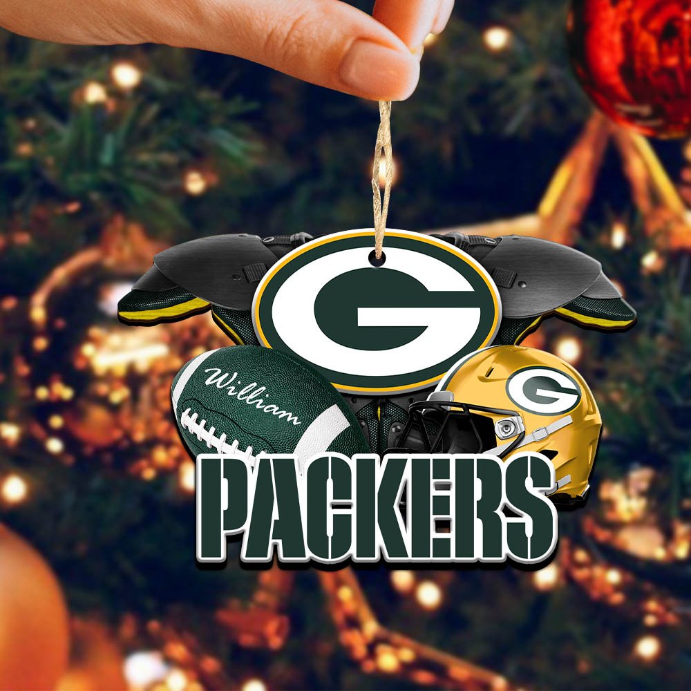 Alternative view of Green Bay Packers 2 Layered Wooden Ornament 2024 Version Personalized Your Name, America Football Ornament, Football Lover Gifts ETHY-52282
