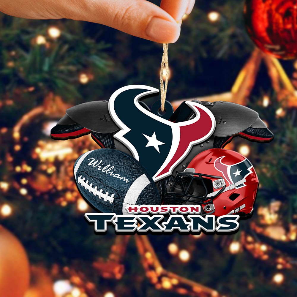 Alternative view of Houston Texans 2 Layered Wooden Ornament 2024 Version Personalized Your Name, America Football Ornament, Football Lover Gifts ETHY-52282