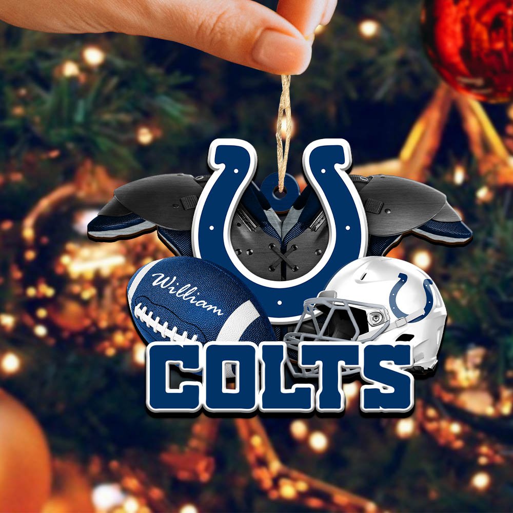 Alternative view of Indianapolis Colts 2 Layered Wooden Ornament 2024 Version Personalized Your Name, America Football Ornament, Football Lover Gifts ETHY-52282