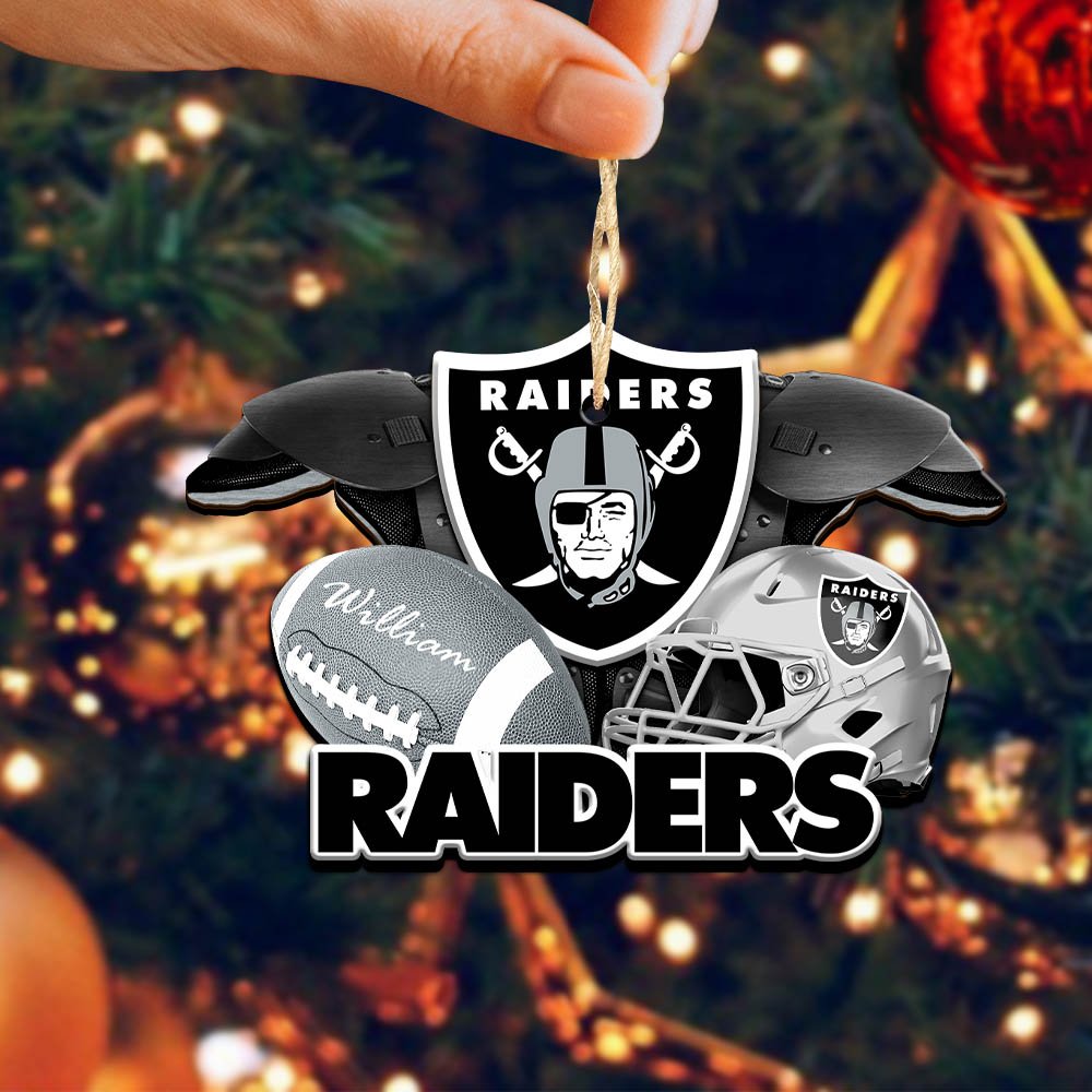 Alternative view of Las Vegas Raiders 2 Layered Wooden Ornament 2024 Version Personalized Your Name, America Football Ornament, Football Lover Gifts ETHY-52282