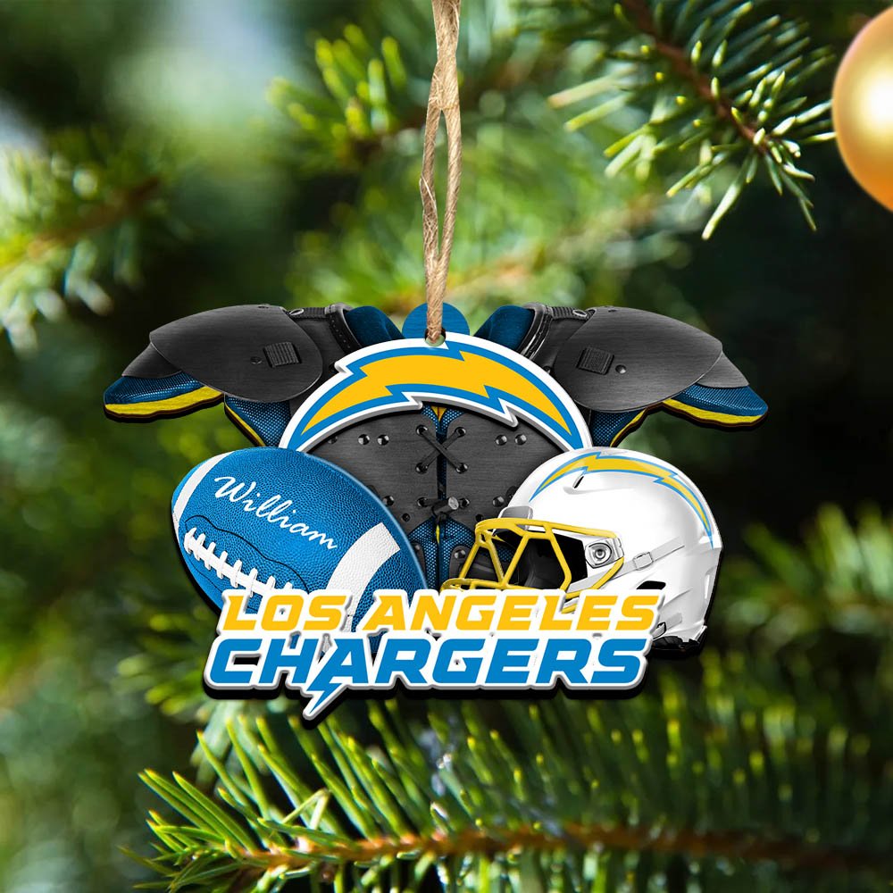 Los Angeles Chargers 2 Layered Wooden Ornament 2024 Version Personalized Your Name, America Football Ornament, Football Lover Gifts ETHY-52282