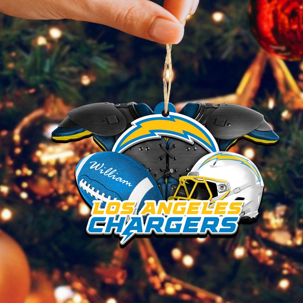 Alternative view of Los Angeles Chargers 2 Layered Wooden Ornament 2024 Version Personalized Your Name, America Football Ornament, Football Lover Gifts ETHY-52282