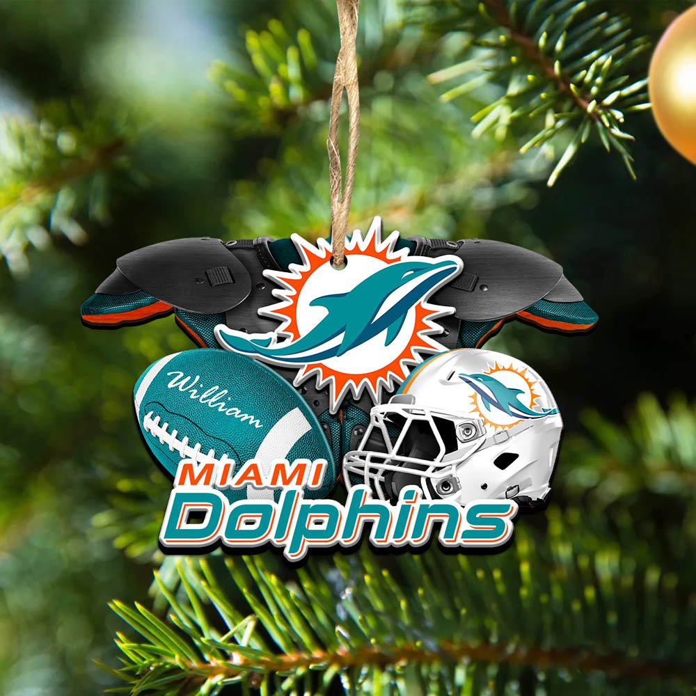 Miami Dolphins 2 Layered Wooden Ornament 2024 Version Personalized Your Name, America Football Ornament, Football Lover Gifts ETHY-52282