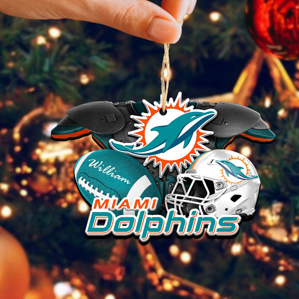 Alternative view of Miami Dolphins 2 Layered Wooden Ornament 2024 Version Personalized Your Name, America Football Ornament, Football Lover Gifts ETHY-52282