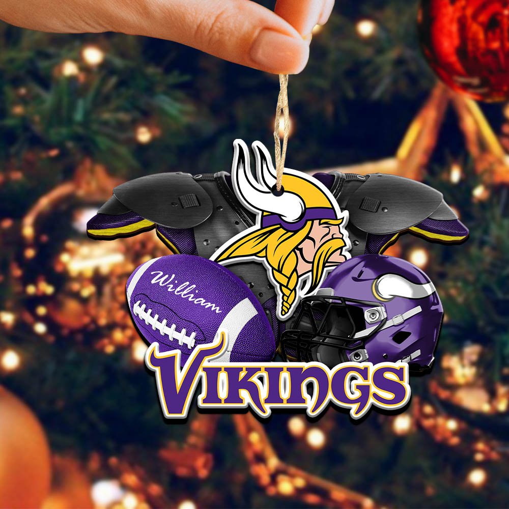 Alternative view of Minnesota Vikings 2 Layered Wooden Ornament 2024 Version Personalized Your Name, America Football Ornament, Football Lover Gifts ETHY-52282