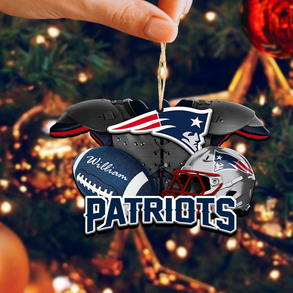 Alternative view of New England Patriots 2 Layered Wooden Ornament 2024 Version Personalized Your Name, America Football Ornament, Football Lover Gifts ETHY-52282