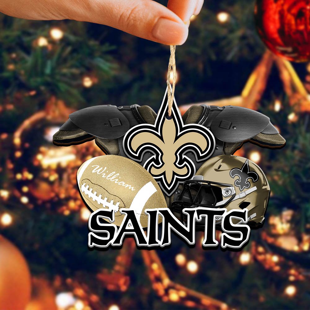 Alternative view of New Orleans Saints 2 Layered Wooden Ornament 2024 Version Personalized Your Name, America Football Ornament, Football Lover Gifts ETHY-52282