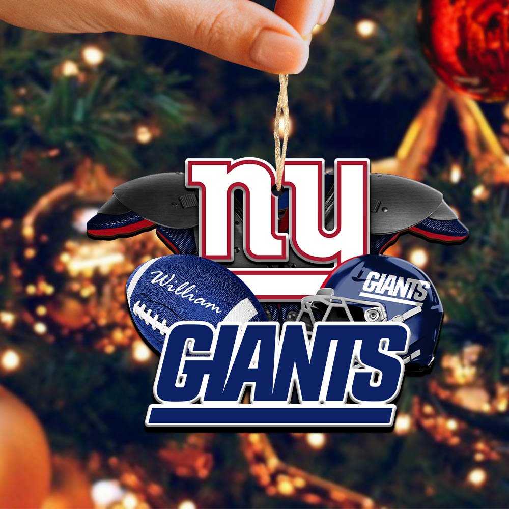 Alternative view of New York Giants 2 Layered Wooden Ornament 2024 Version Personalized Your Name, America Football Ornament, Football Lover Gifts ETHY-52282