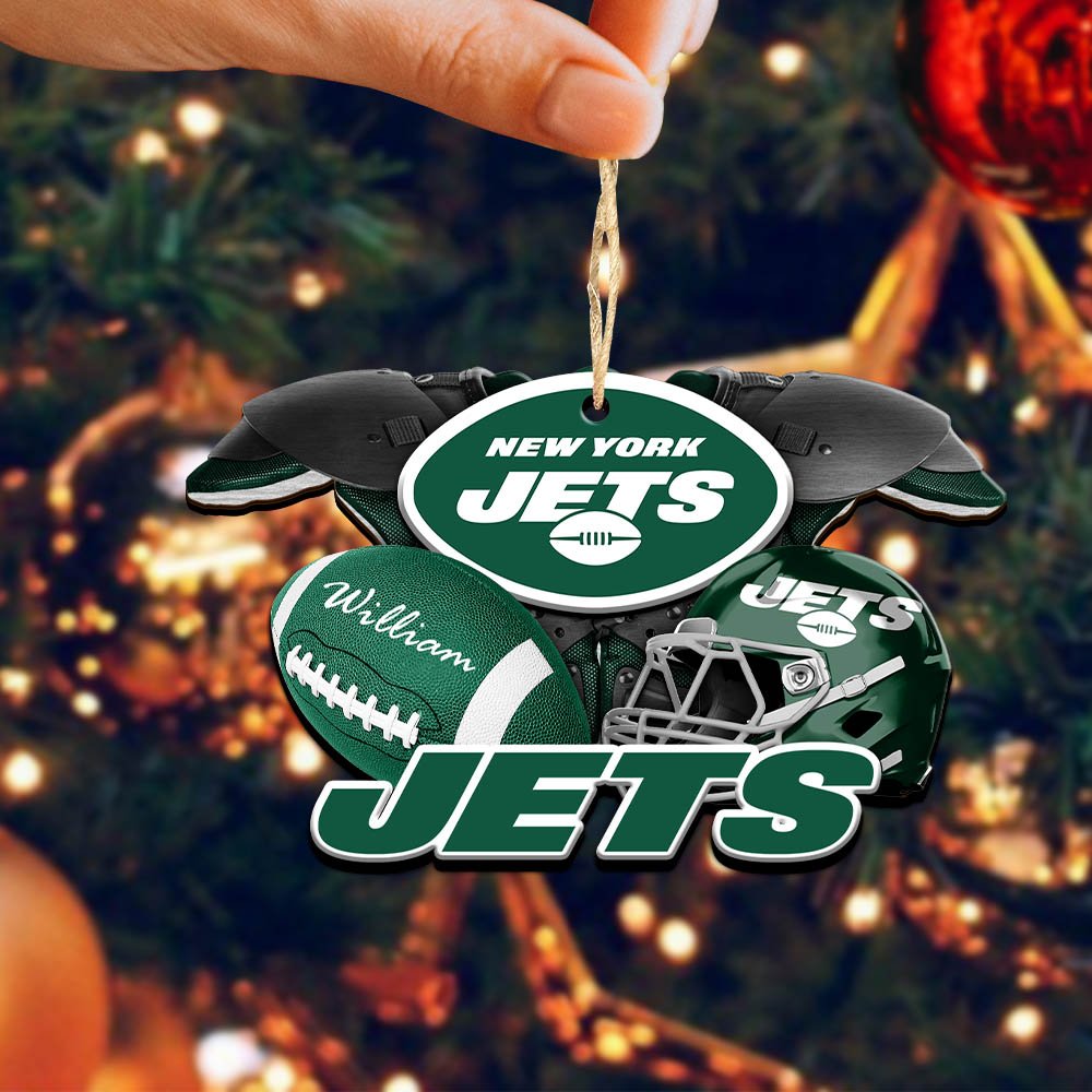 Alternative view of New York Jets 2 Layered Wooden Ornament 2024 Version Personalized Your Name, America Football Ornament, Football Lover Gifts ETHY-52282