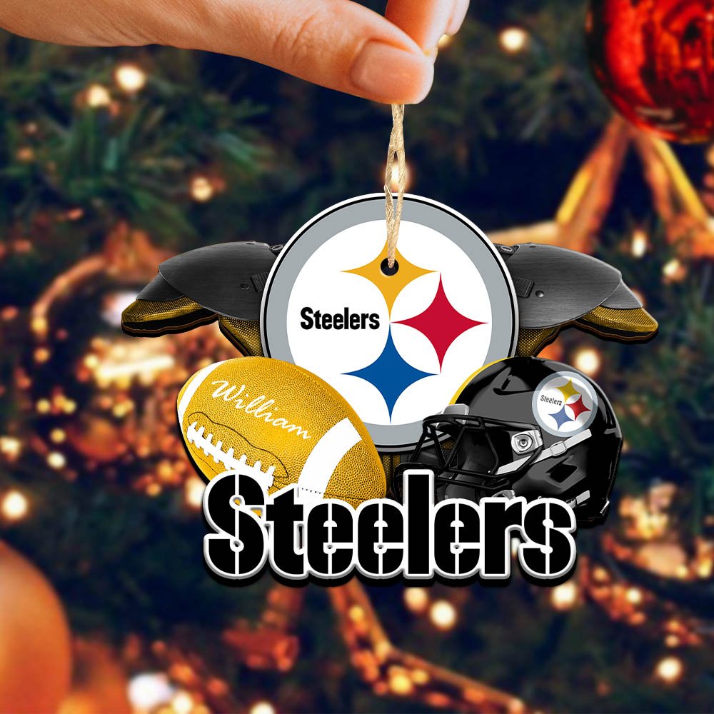 Alternative view of Pittsburgh Steelers 2 Layered Wooden Ornament 2024 Version Personalized Your Name, America Football Ornament, Football Lover Gifts ETHY-52282