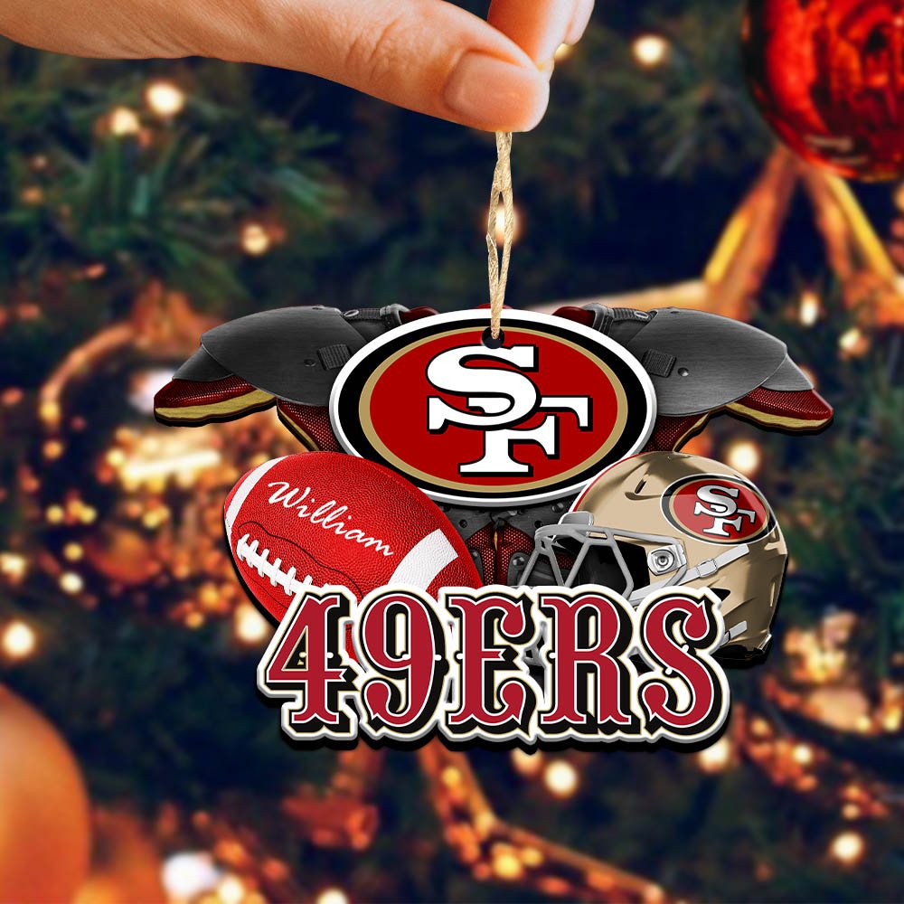 Alternative view of San Francisco 49ers 2 Layered Wooden Ornament 2024 Version Personalized Your Name, America Football Ornament, Football Lover Gifts ETHY-52282