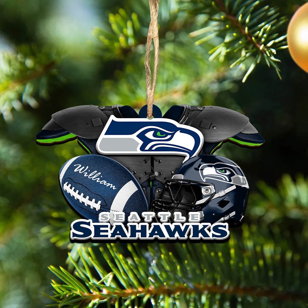 Seattle Seahawks 2 Layered Wooden Ornament 2024 Version Personalized Your Name, America Football Ornament, Football Lover Gifts ETHY-52282