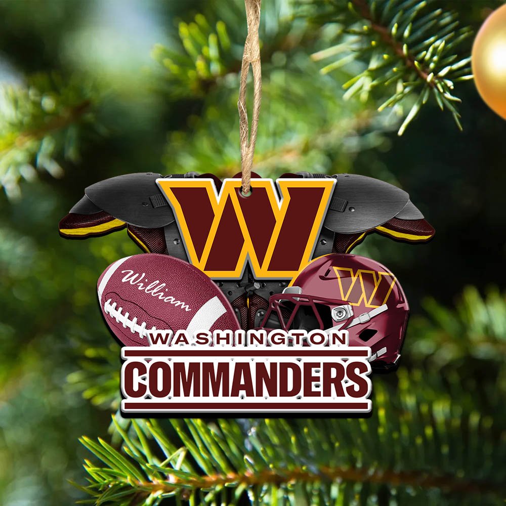 Washington Commanders 2 Layered Wooden Ornament 2024 Version Personalized Your Name, America Football Ornament, Football Lover Gifts ETHY-52282