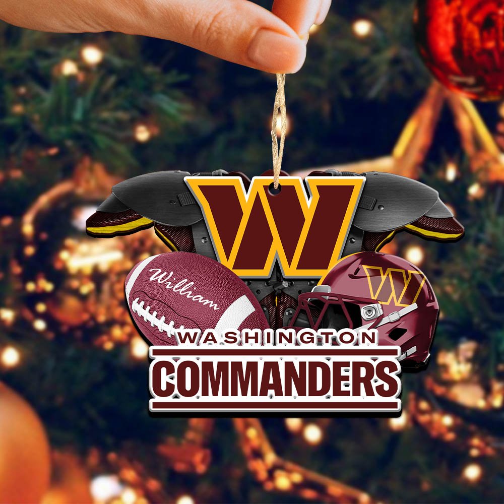 Alternative view of Washington Commanders 2 Layered Wooden Ornament 2024 Version Personalized Your Name, America Football Ornament, Football Lover Gifts ETHY-52282