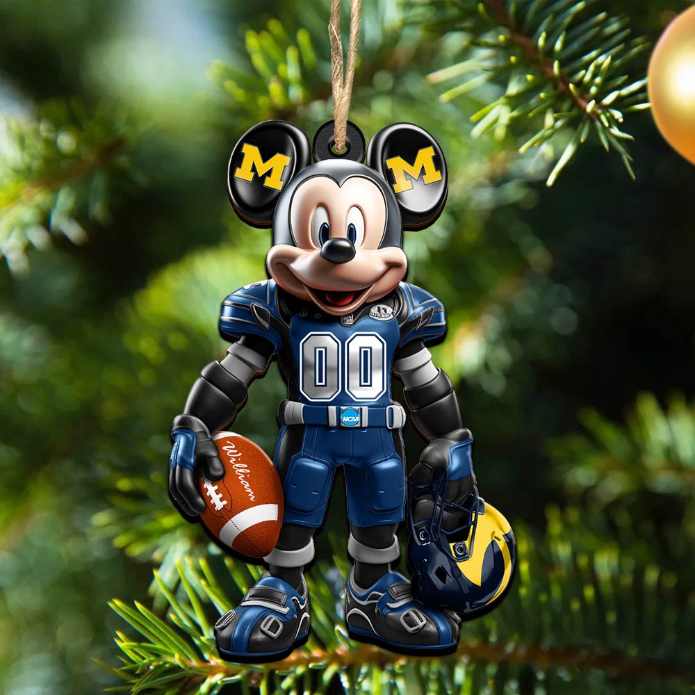 Michigan Wolverines 2 Layered Wooden Ornament 2024 Version Personalized Your Name And Number, Sport Ornament, Sport Gifts ETHY-52303