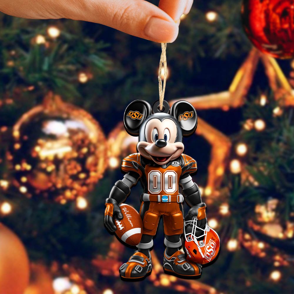 Alternative view of Oklahoma State Cowboys 2 Layered Wooden Ornament 2024 Version Personalized Your Name And Number, Sport Ornament, Sport Gifts ETHY-52303