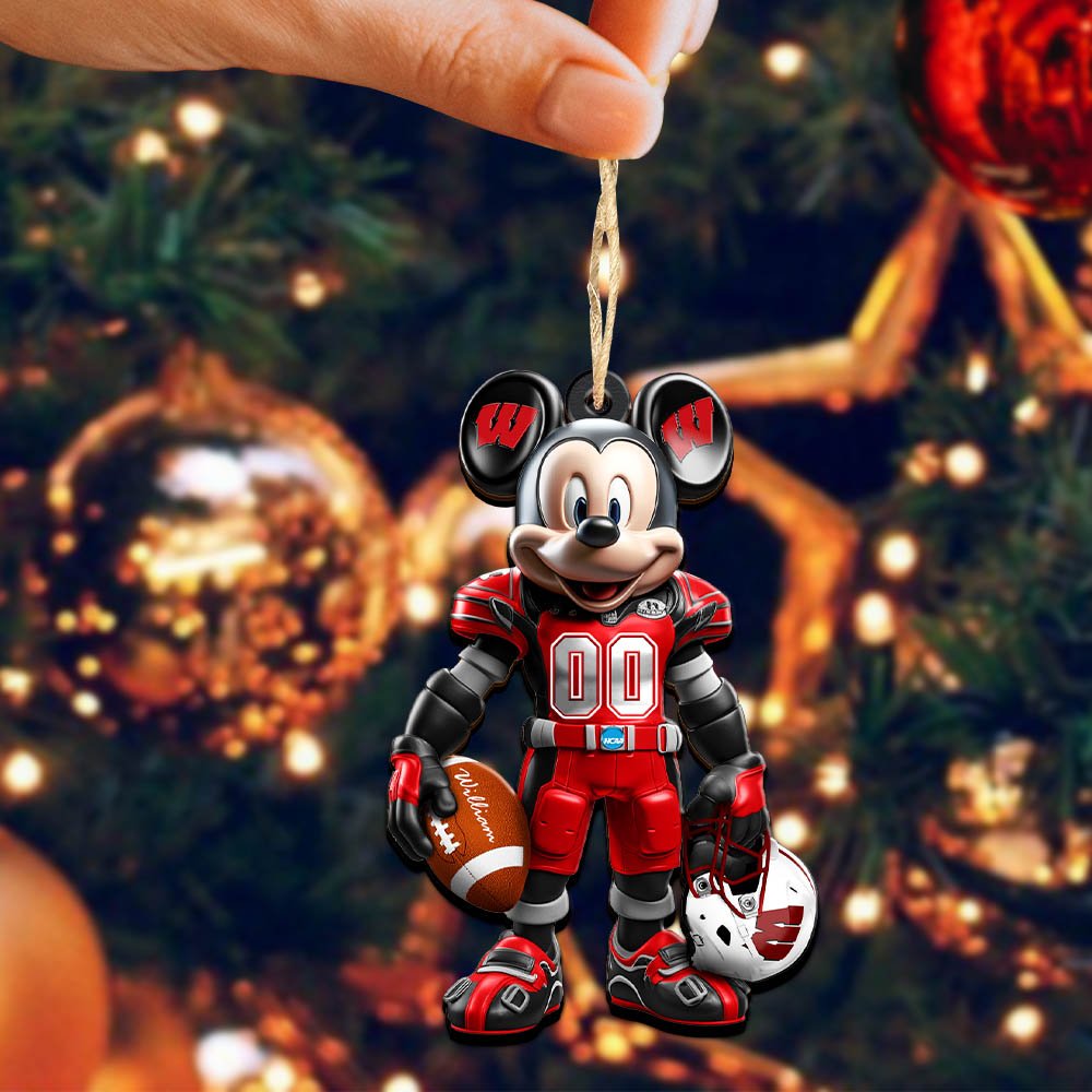 Alternative view of Wisconsin Badgers 2 Layered Wooden Ornament 2024 Version Personalized Your Name And Number, Sport Ornament, Sport Gifts ETHY-52303