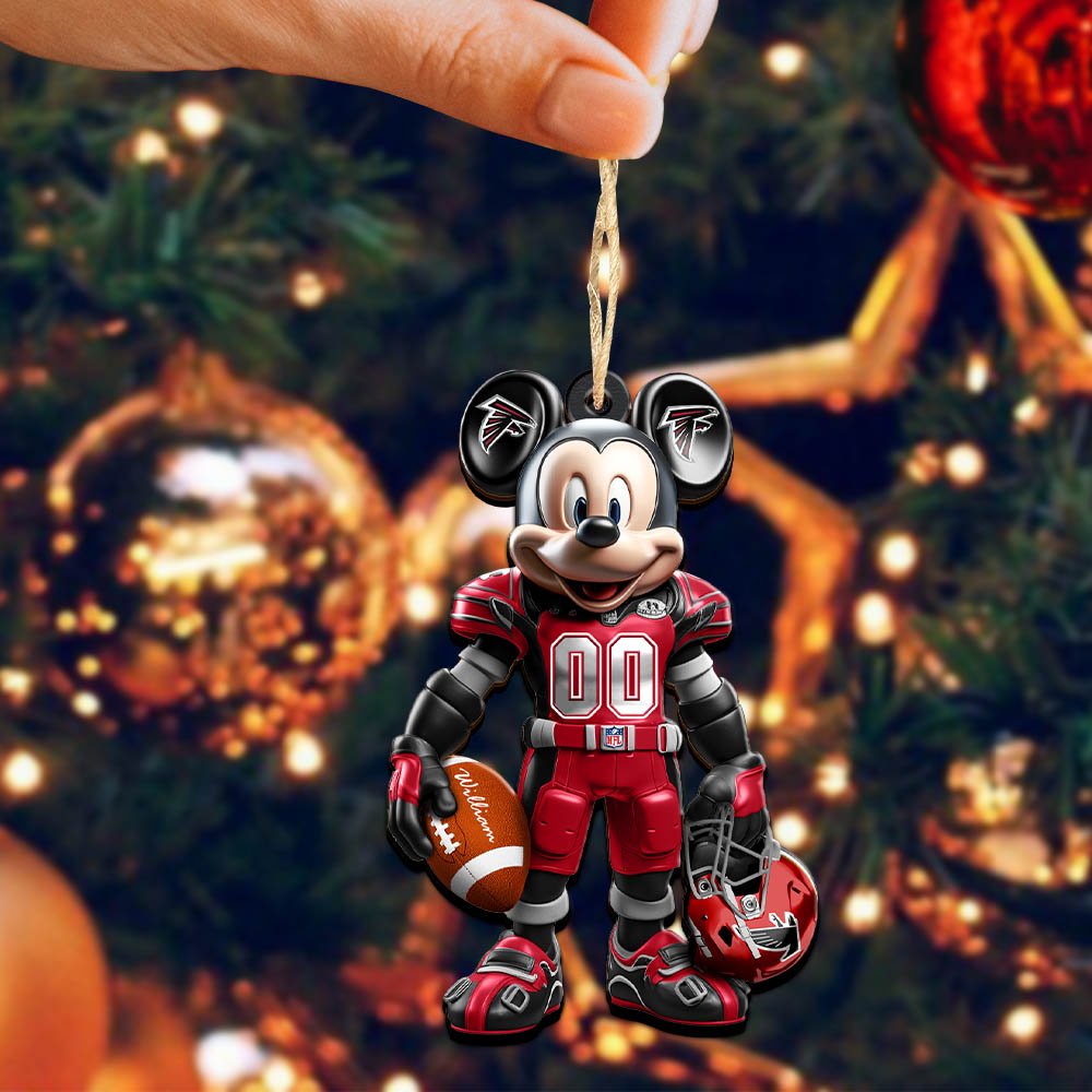 Alternative view of Atlanta Falcons 2 Layered Wooden Ornament 2024 Version Personalized Your Name And Number, Sport Ornament, Sport Gifts ETHY-52303