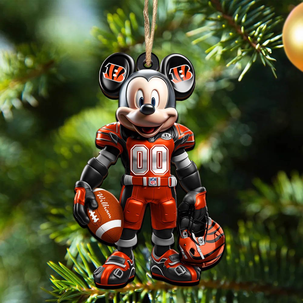 Cincinnati Bengals 2 Layered Wooden Ornament 2024 Version Personalized Your Name And Number, Sport Ornament, Sport Gifts ETHY-52303