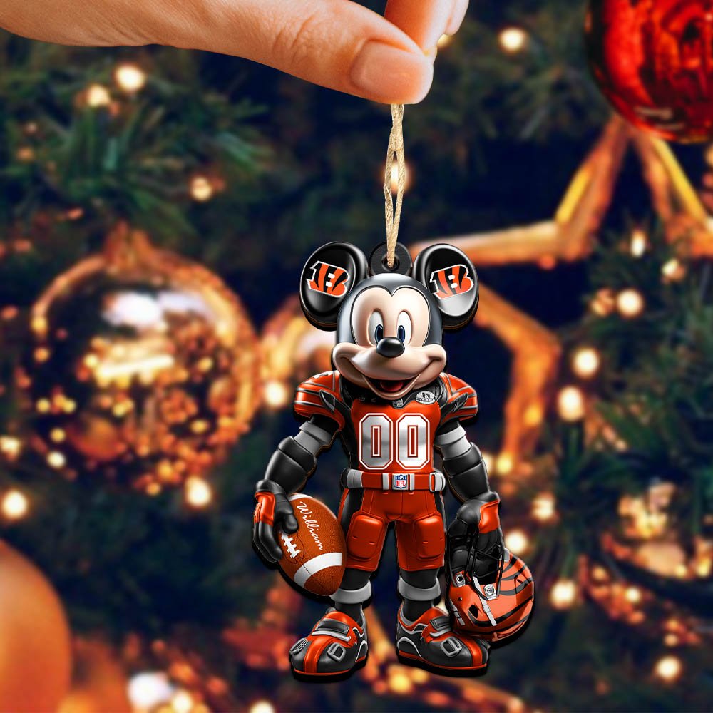 Alternative view of Cincinnati Bengals 2 Layered Wooden Ornament 2024 Version Personalized Your Name And Number, Sport Ornament, Sport Gifts ETHY-52303