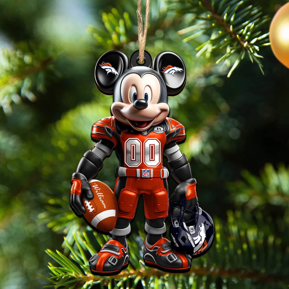 Denver Broncos 2 Layered Wooden Ornament 2024 Version Personalized Your Name And Number, Sport Ornament, Sport Gifts ETHY-52303