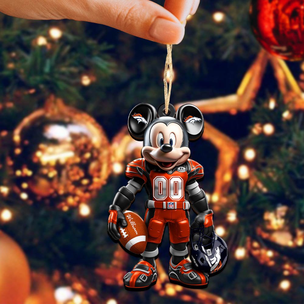 Alternative view of Denver Broncos 2 Layered Wooden Ornament 2024 Version Personalized Your Name And Number, Sport Ornament, Sport Gifts ETHY-52303